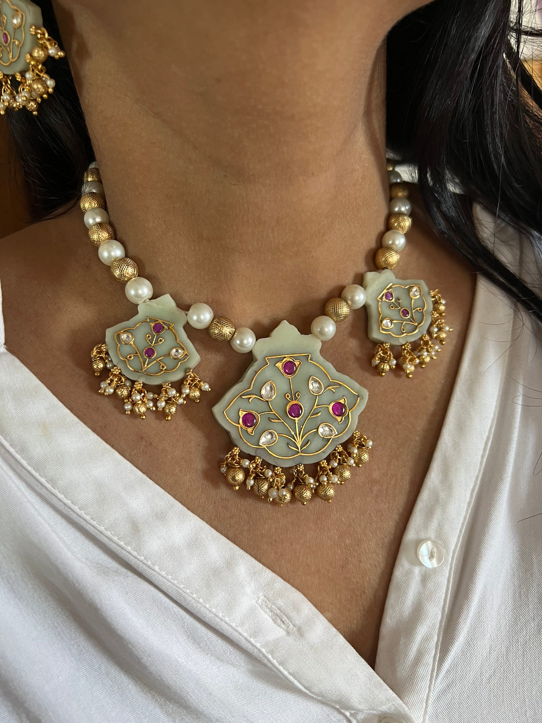 Tripple Pendant Hasli Necklace Set - Unmatched Quality and Style