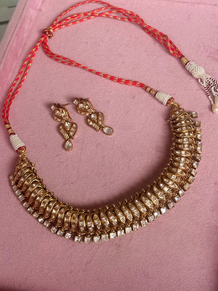 Handmade Kundan Sutlada Necklace Set with Earrings | SHIVKA