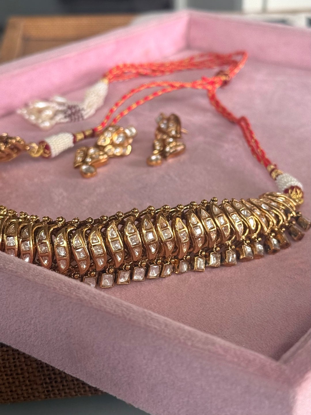 Handmade Kundan Sutlada Necklace Set with Earrings | SHIVKA