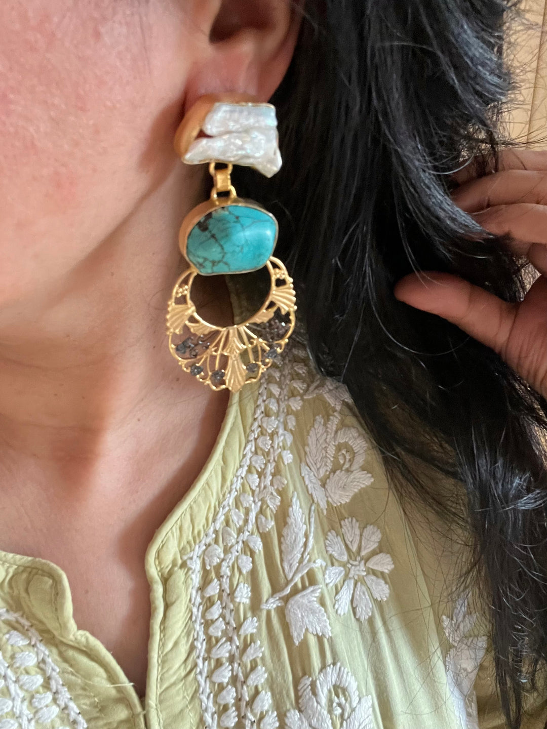 Statement Baroque and Turquoise Danglers
