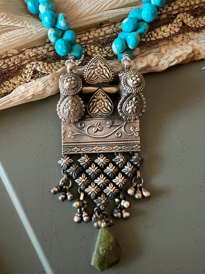 Exquisite Turquoise and Vassonite Necklace