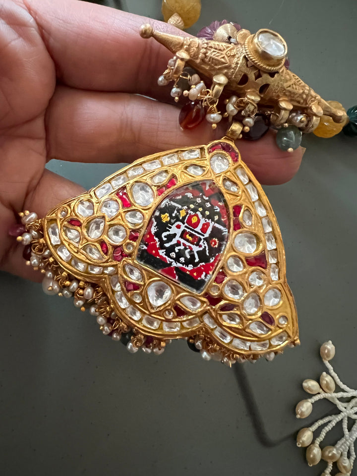 Handmade Hand-Painted Elephant Pendant 925 Silver Fusion Necklace