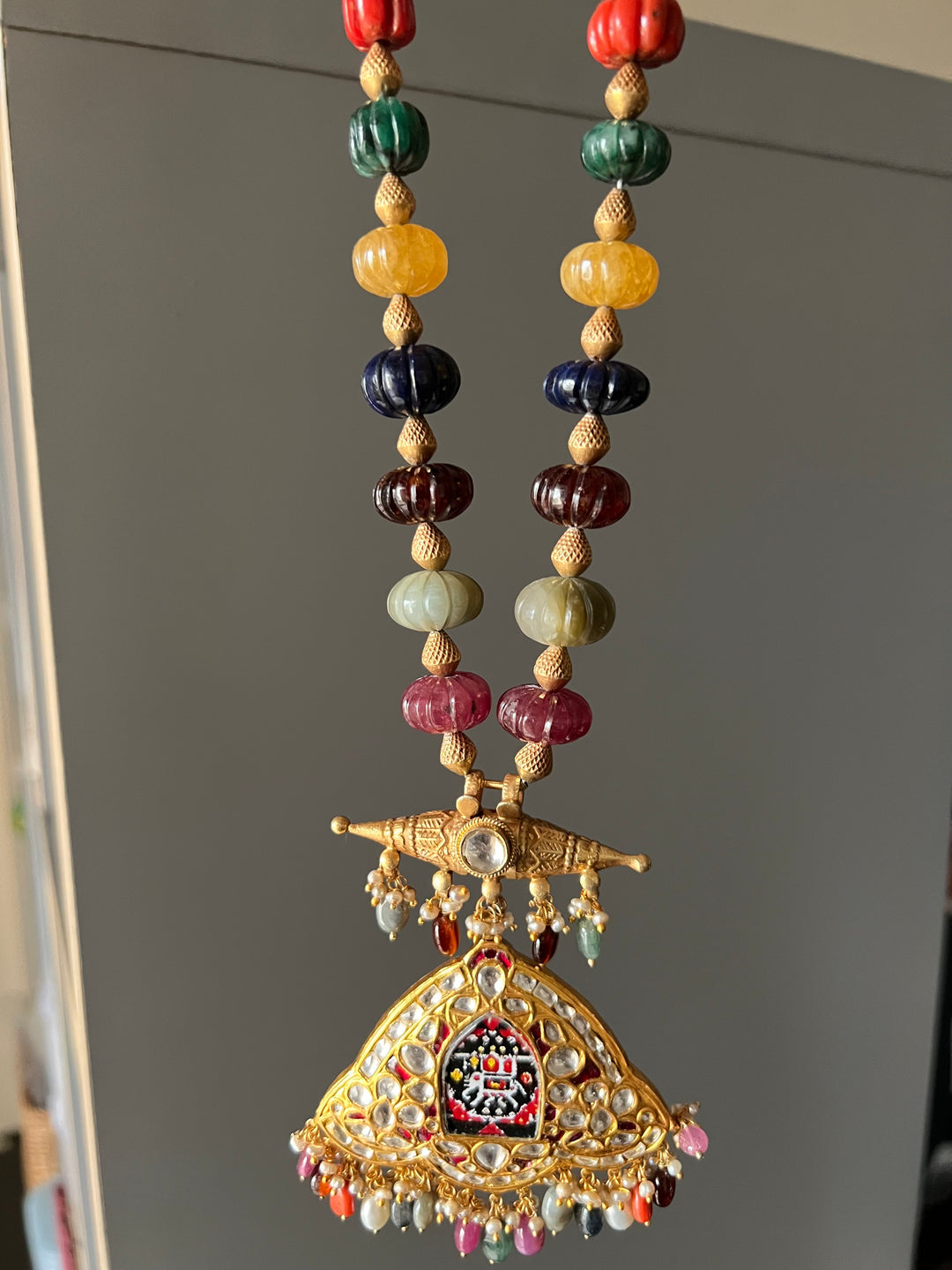 Handmade Hand-Painted Elephant Pendant 925 Silver Fusion Necklace