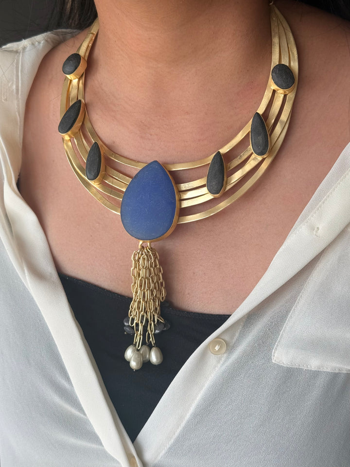 Handmade Hasli Necklace | Gold Polish Brass Adjustable Statement Jewelry