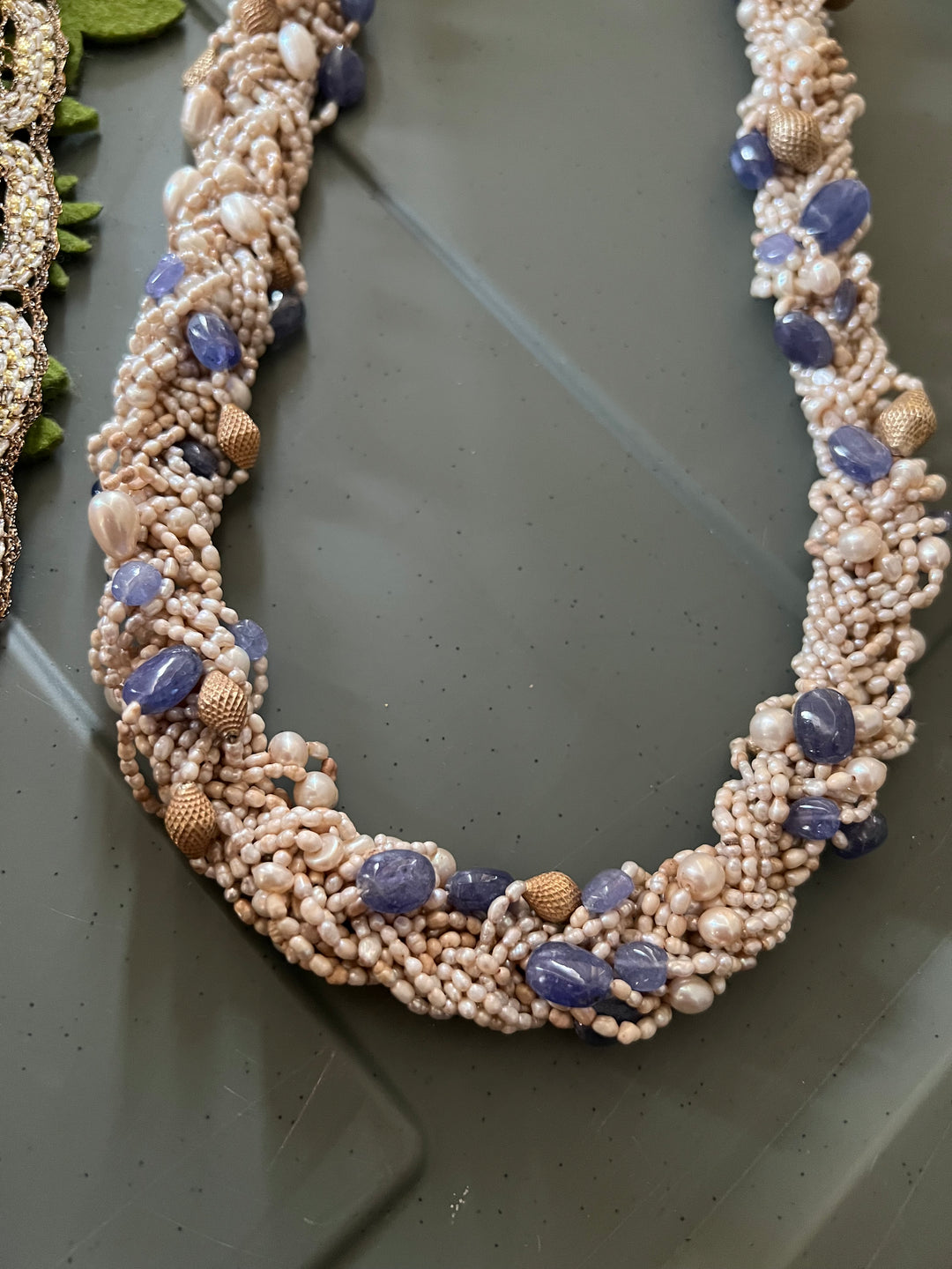 Lapis & Pearl Silver Necklace | SHIVKA