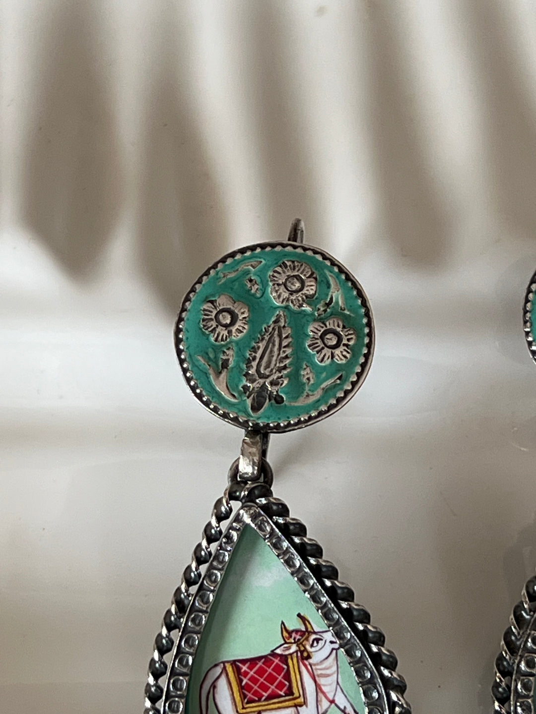 Beautiful Handpainted 925 Silver Earrings