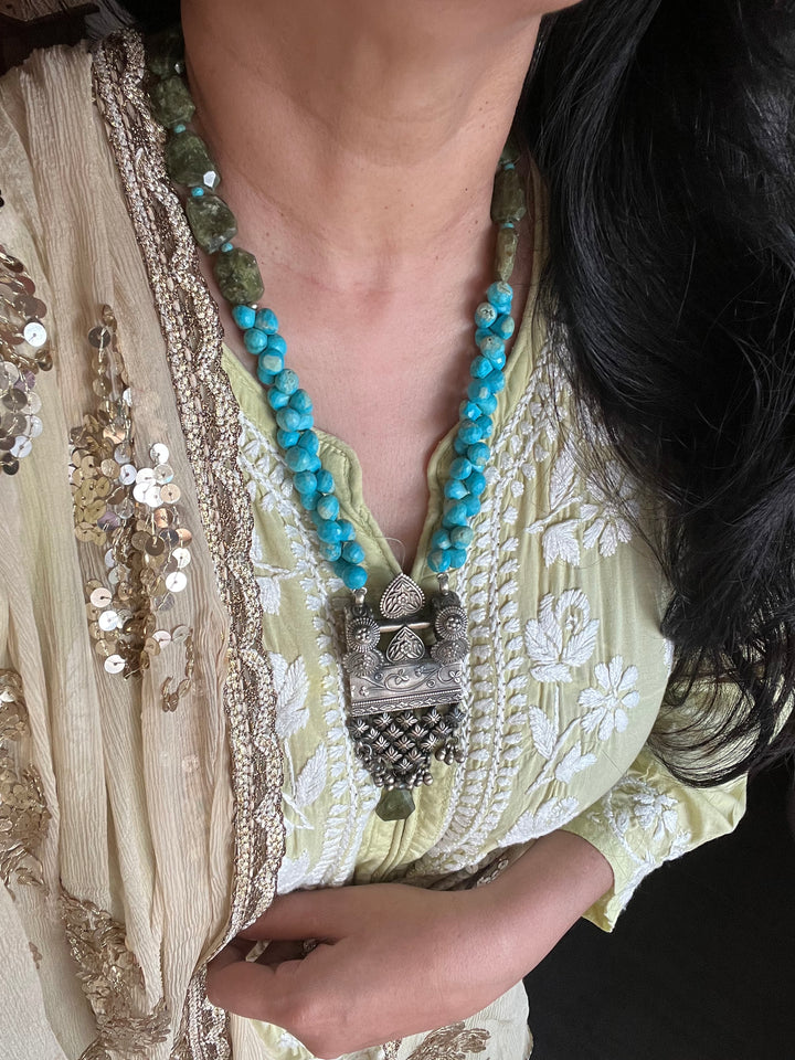 Exquisite Turquoise and Vassonite Necklace