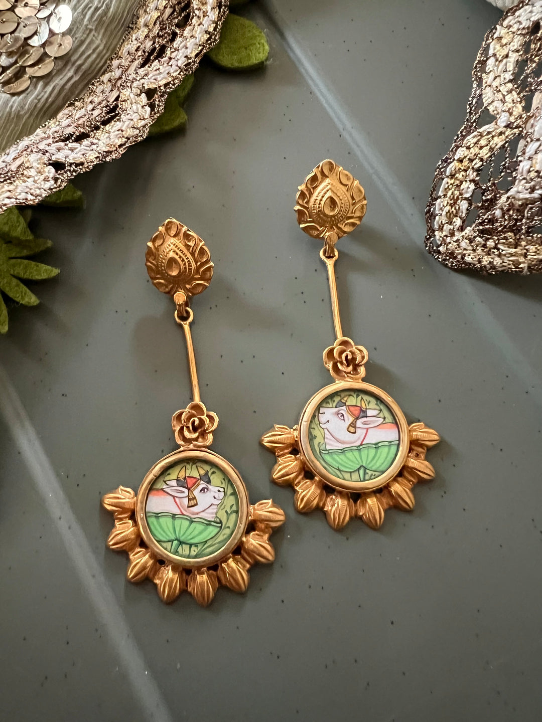 Hand-Painted Silver Earrings | SHIVKA