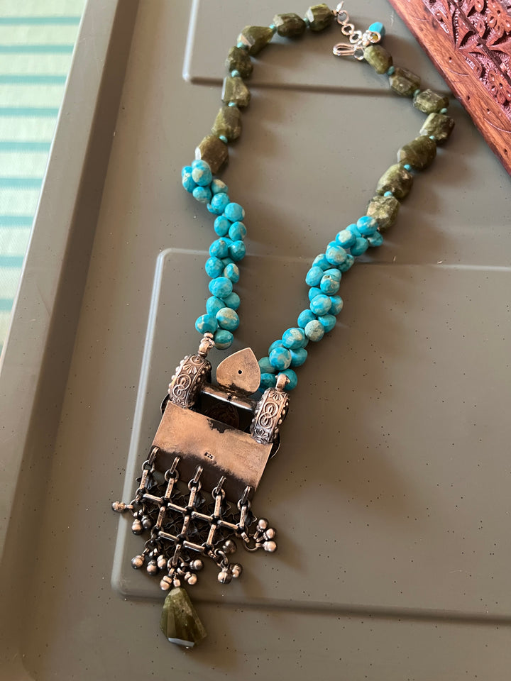 Exquisite Turquoise and Vassonite Necklace