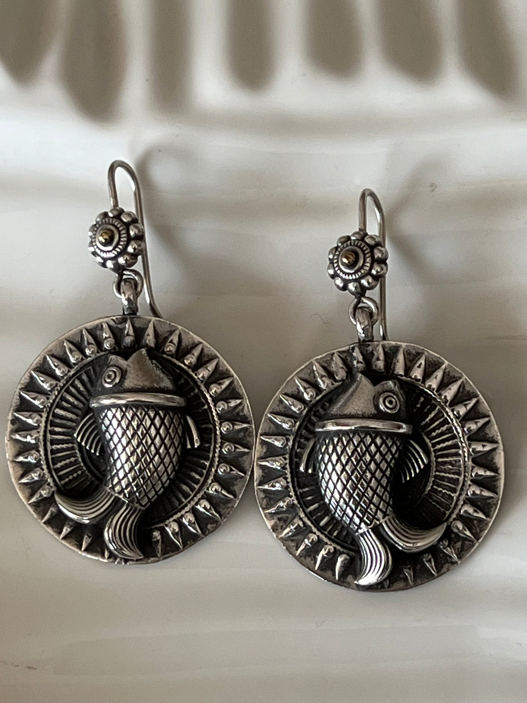 Beautiful Handcrafted 925 Silver Fish Design Earrings