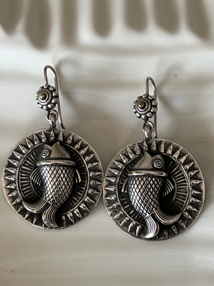 Beautiful Handcrafted 925 Silver Fish Design Earrings