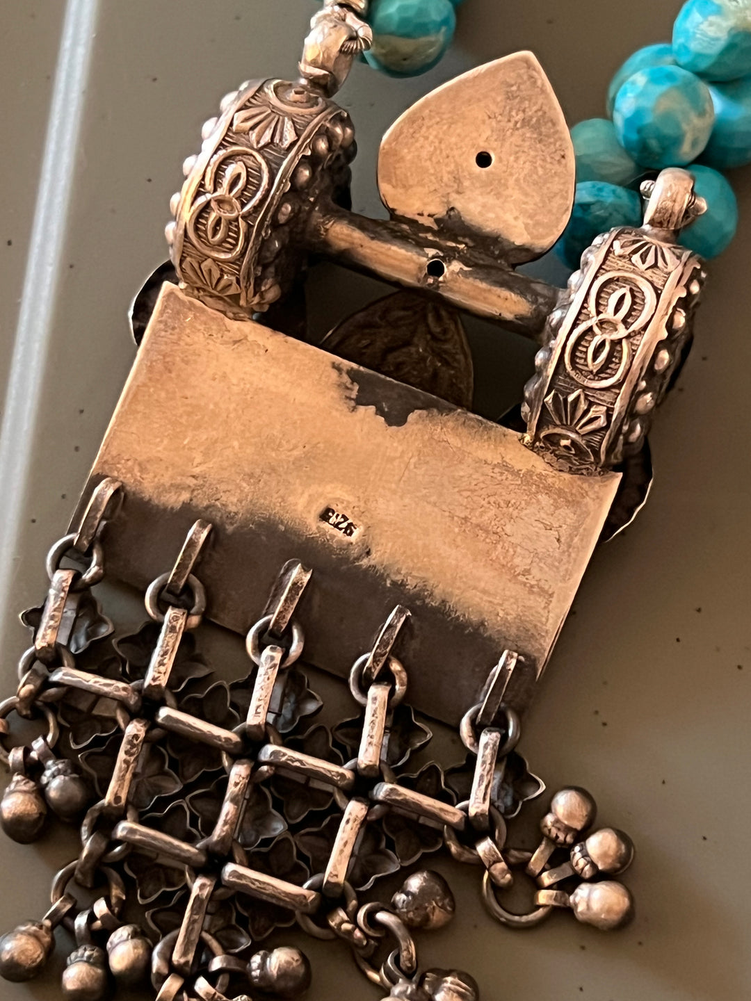Exquisite Turquoise and Vassonite Necklace