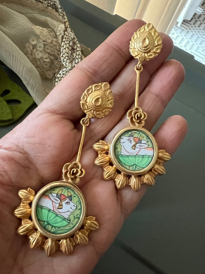 Hand-Painted Silver Earrings | SHIVKA