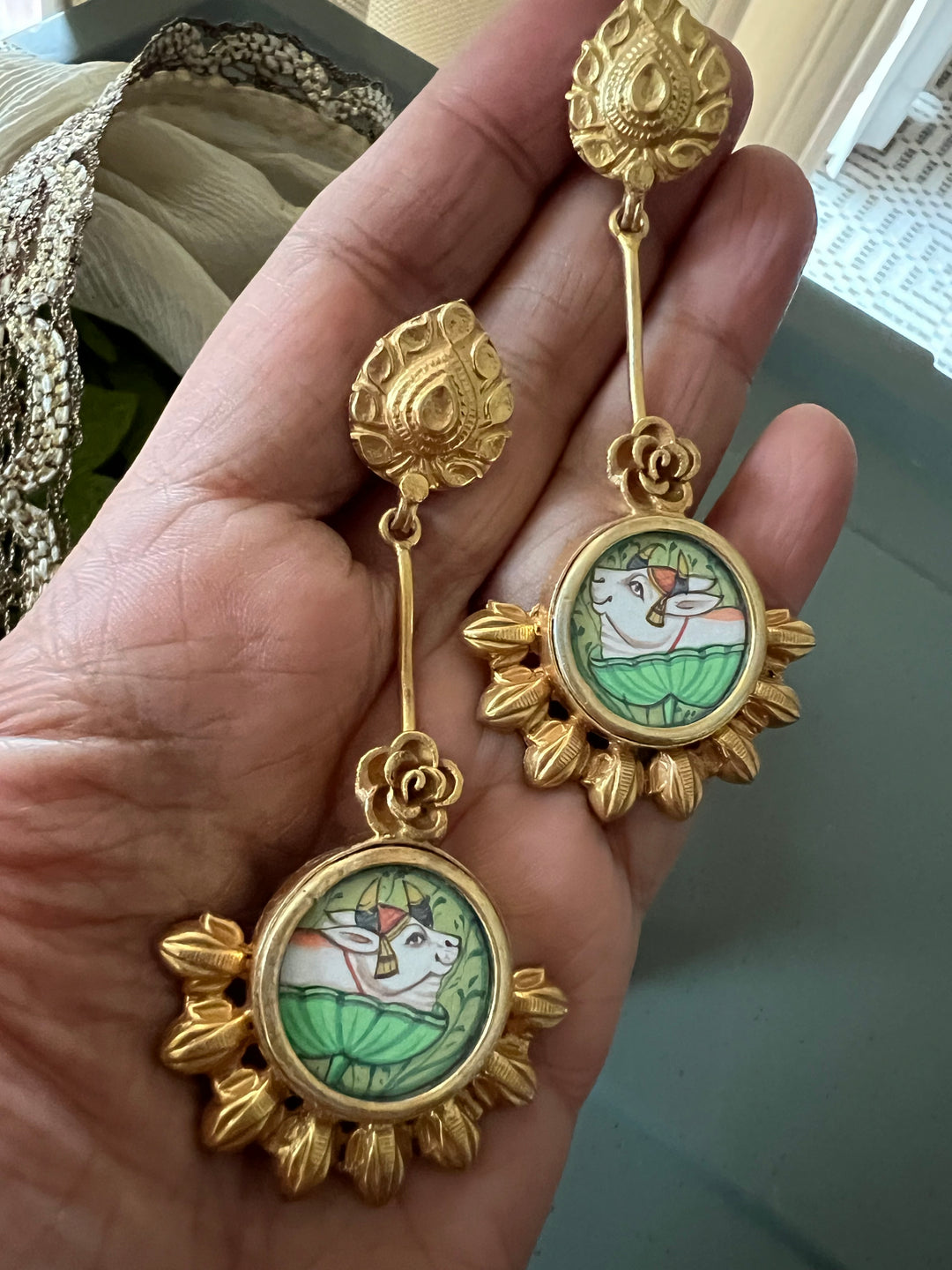 Hand-Painted Silver Earrings | SHIVKA