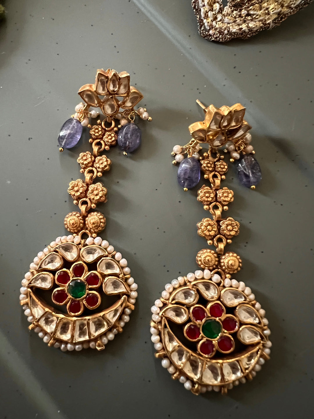 925 Silver Kundan Pearl Earrings | SHIVKA