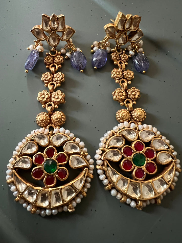 925 Silver Kundan Pearl Earrings | SHIVKA
