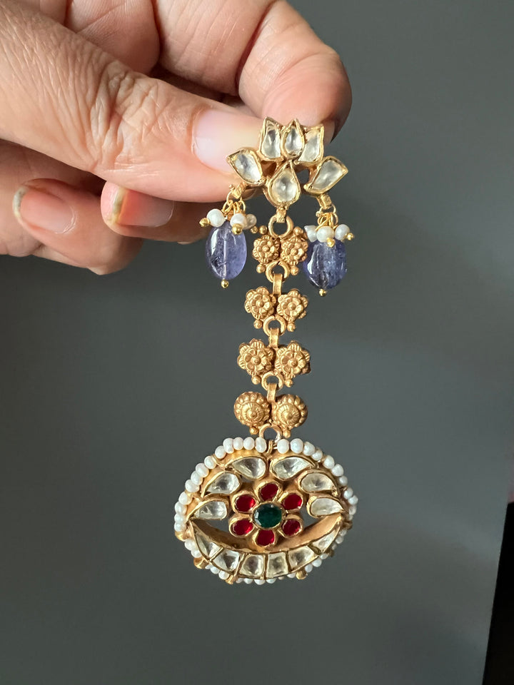 925 Silver Kundan Pearl Earrings | SHIVKA