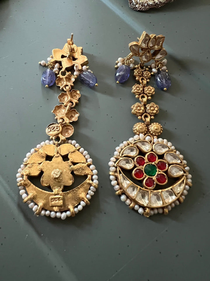 925 Silver Kundan Pearl Earrings | SHIVKA