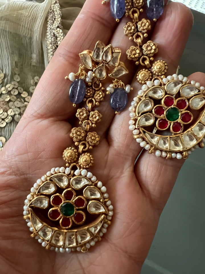 925 Silver Kundan Pearl Earrings | SHIVKA