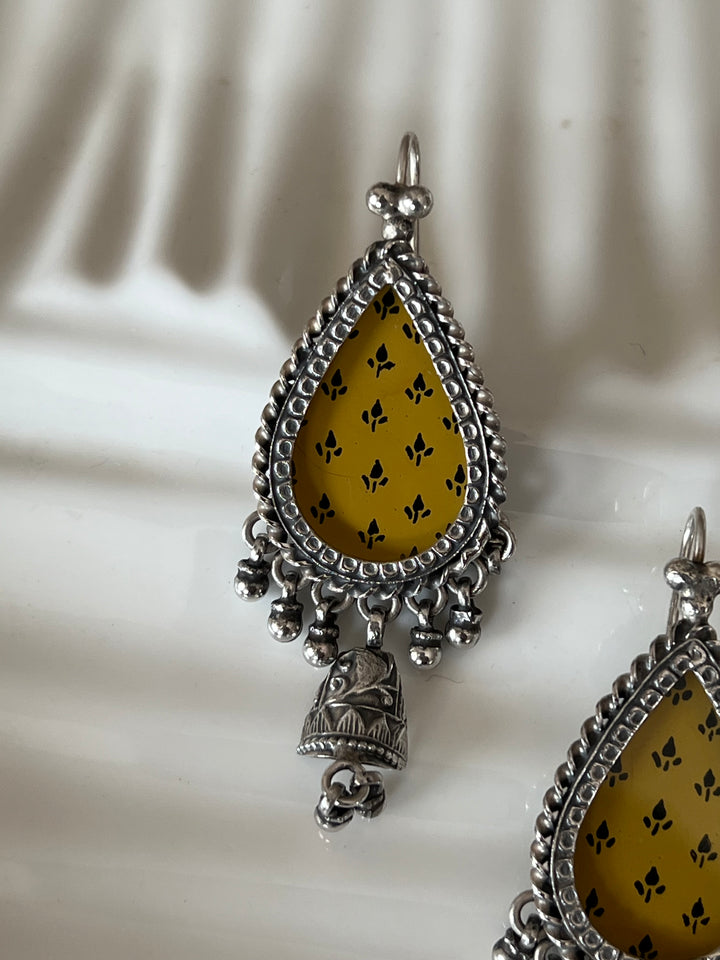 Beautiful Handpainted 925 Silver Earrings