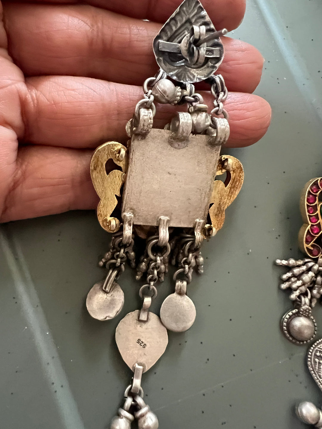 SHIVKA Antique Silver Gold Embellished Earrings