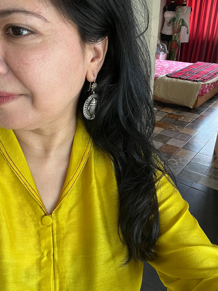 Beautiful Handcrafted 925 Silver Fish Design Earrings