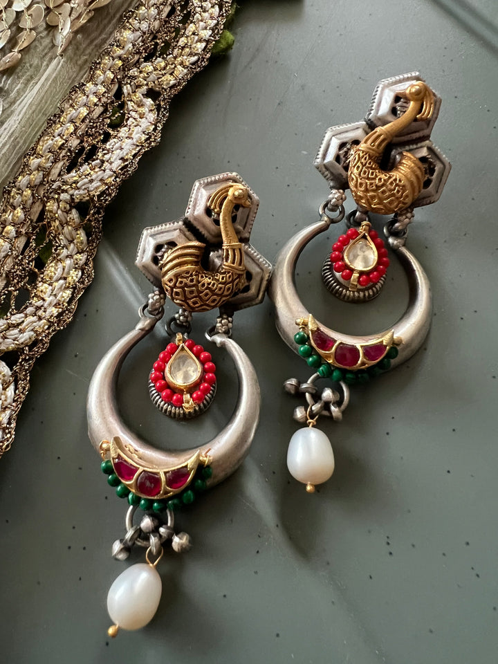 Tribal Peacock 925 Silver Earrings | SHIVKA