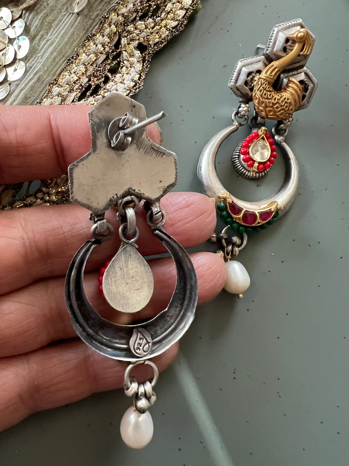 Tribal Peacock 925 Silver Earrings | SHIVKA