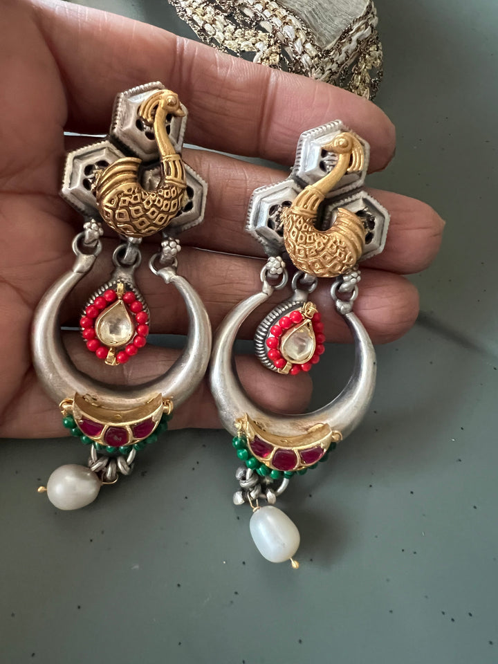 Tribal Peacock 925 Silver Earrings | SHIVKA