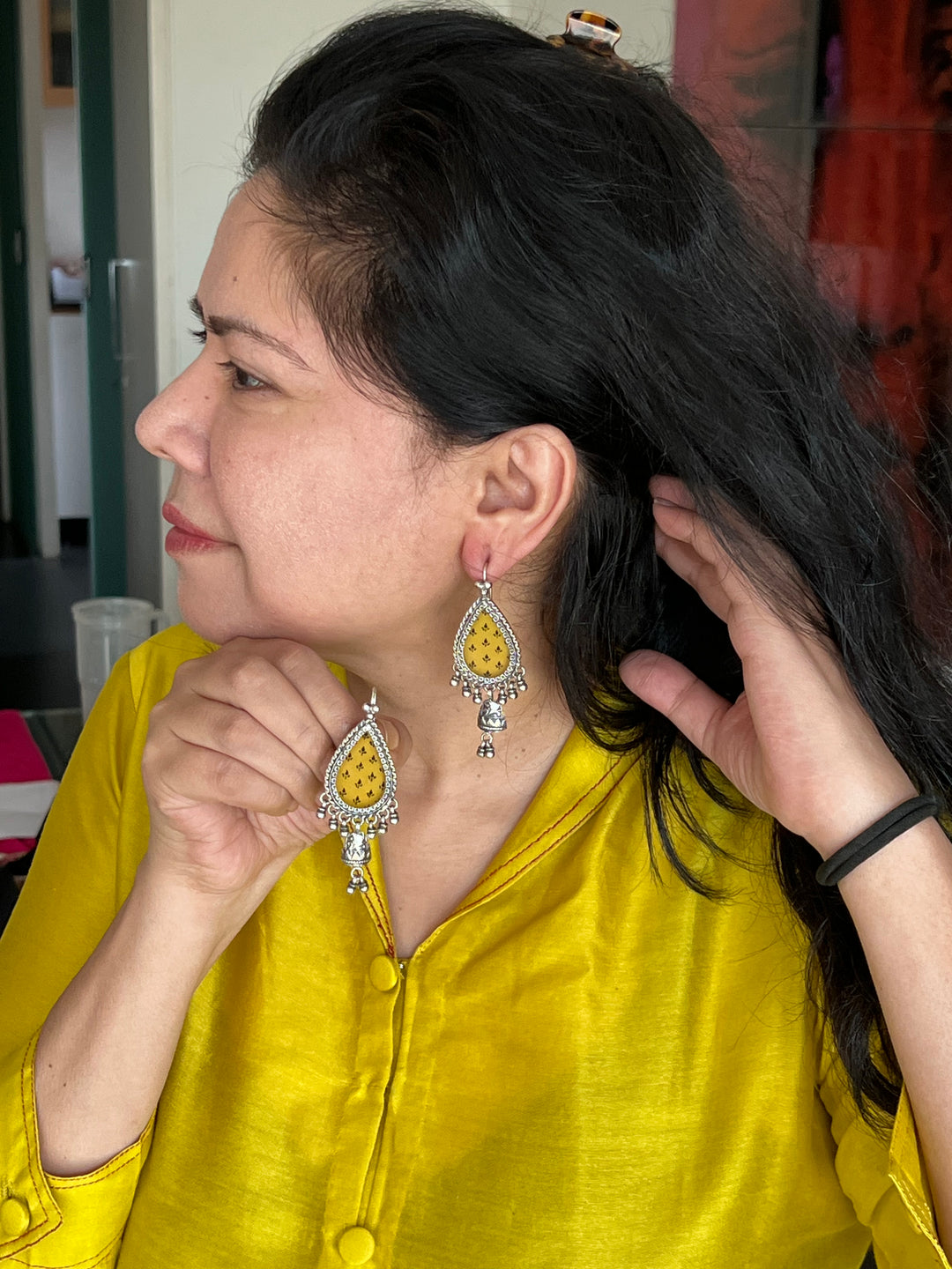 Beautiful Handpainted 925 Silver Earrings