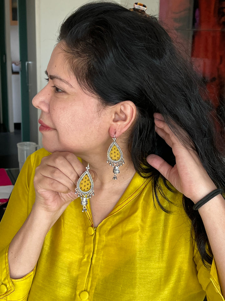 Beautiful Handpainted 925 Silver Earrings