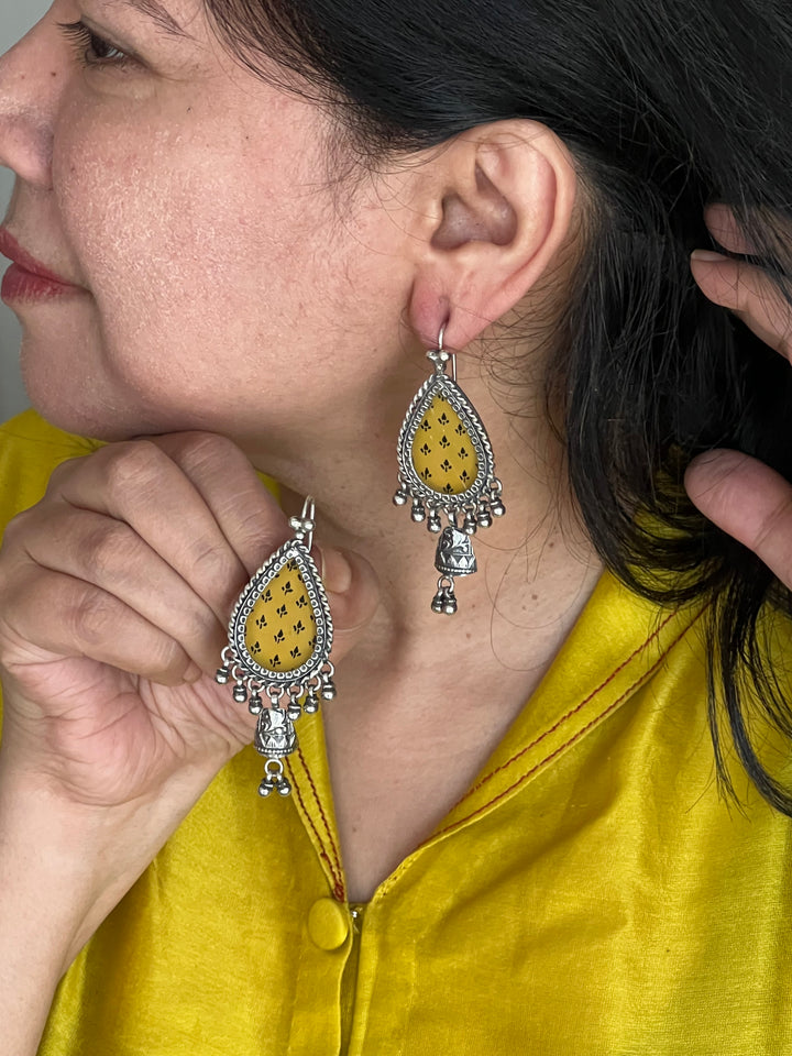 Beautiful Handpainted 925 Silver Earrings