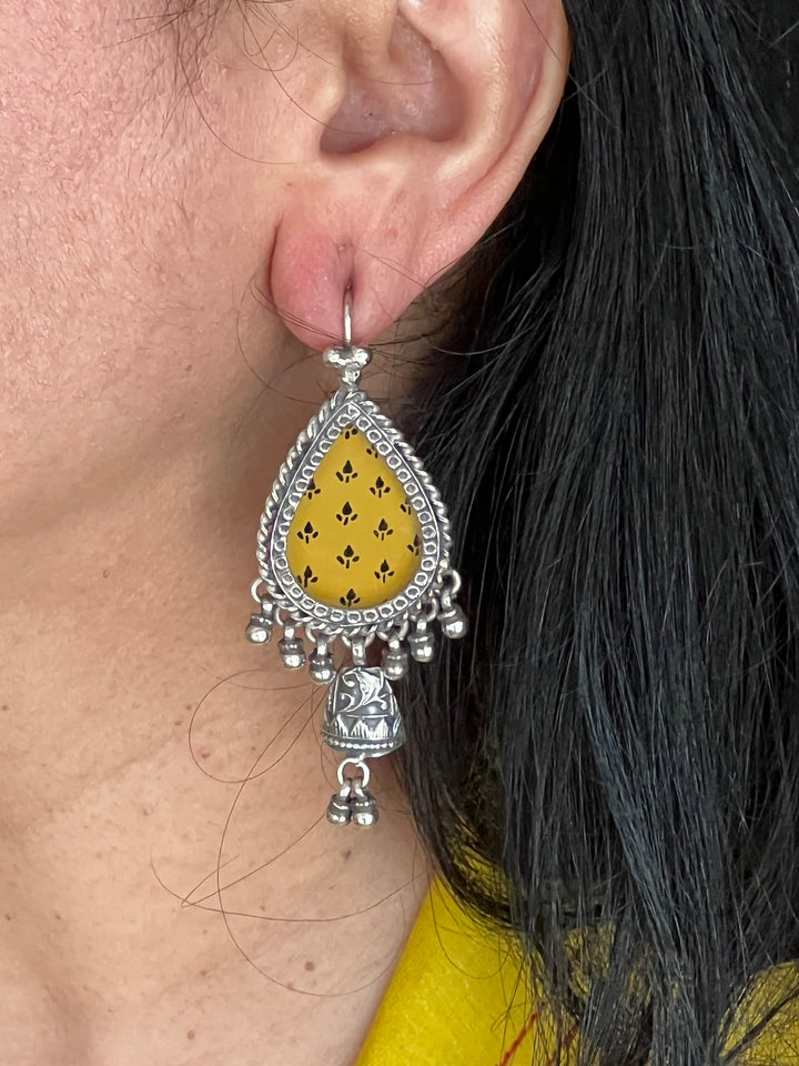 Beautiful Handpainted 925 Silver Earrings