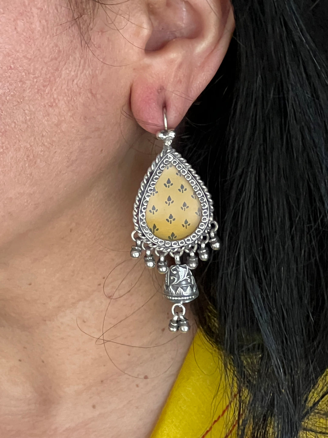 Beautiful Handpainted 925 Silver Earrings