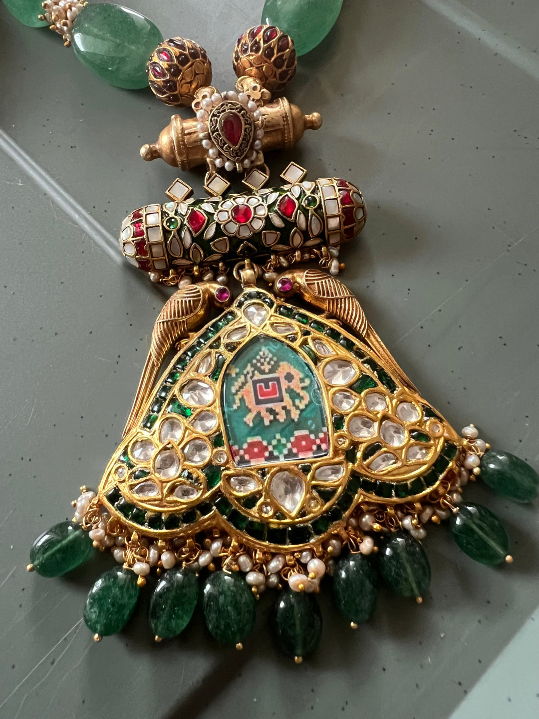 Handmade Hand-Painted Elephant Pendant 925 Silver Fusion Necklace