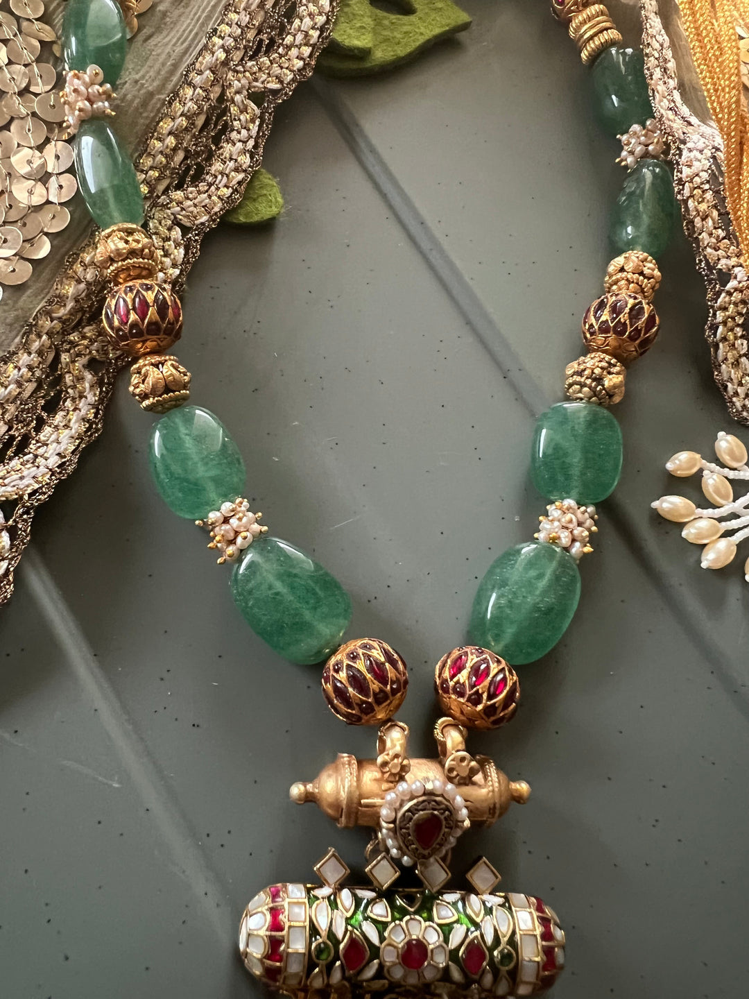 Handmade Hand-Painted Elephant Pendant 925 Silver Fusion Necklace