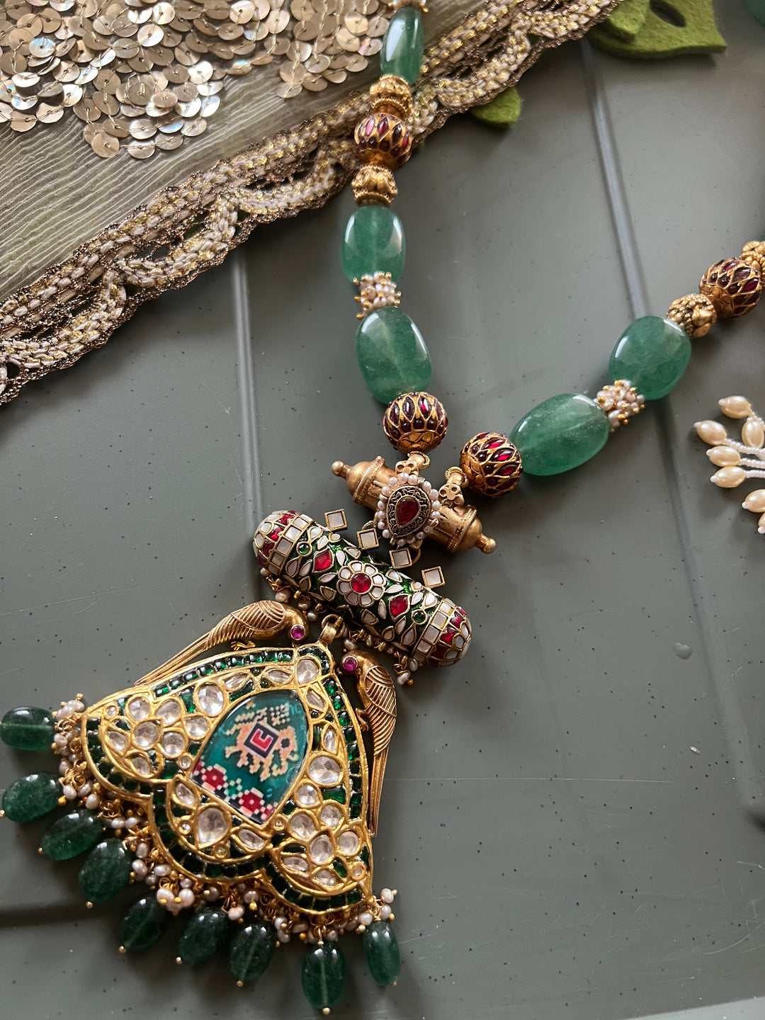 Handmade Hand-Painted Elephant Pendant 925 Silver Fusion Necklace