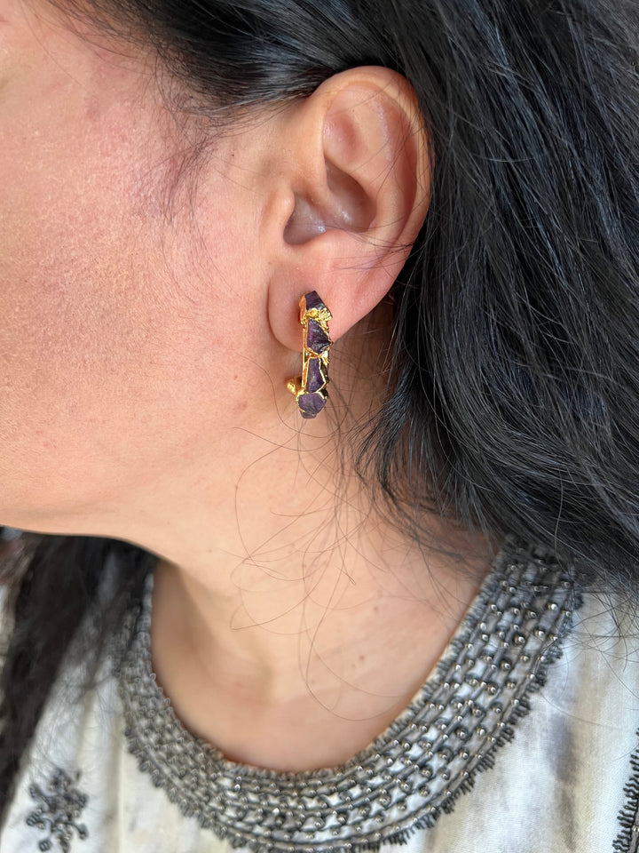 Classy Amethyst Hoop Earrings