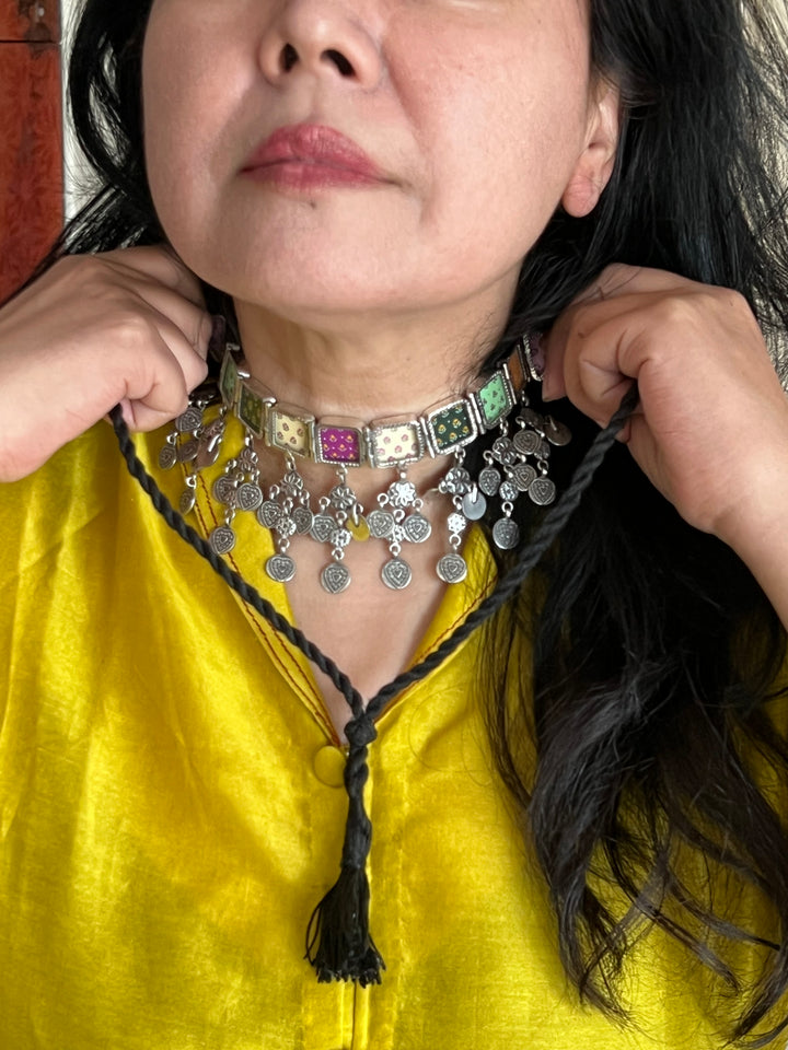 Beautiful Handpainted 925 Silver Choker Necklace