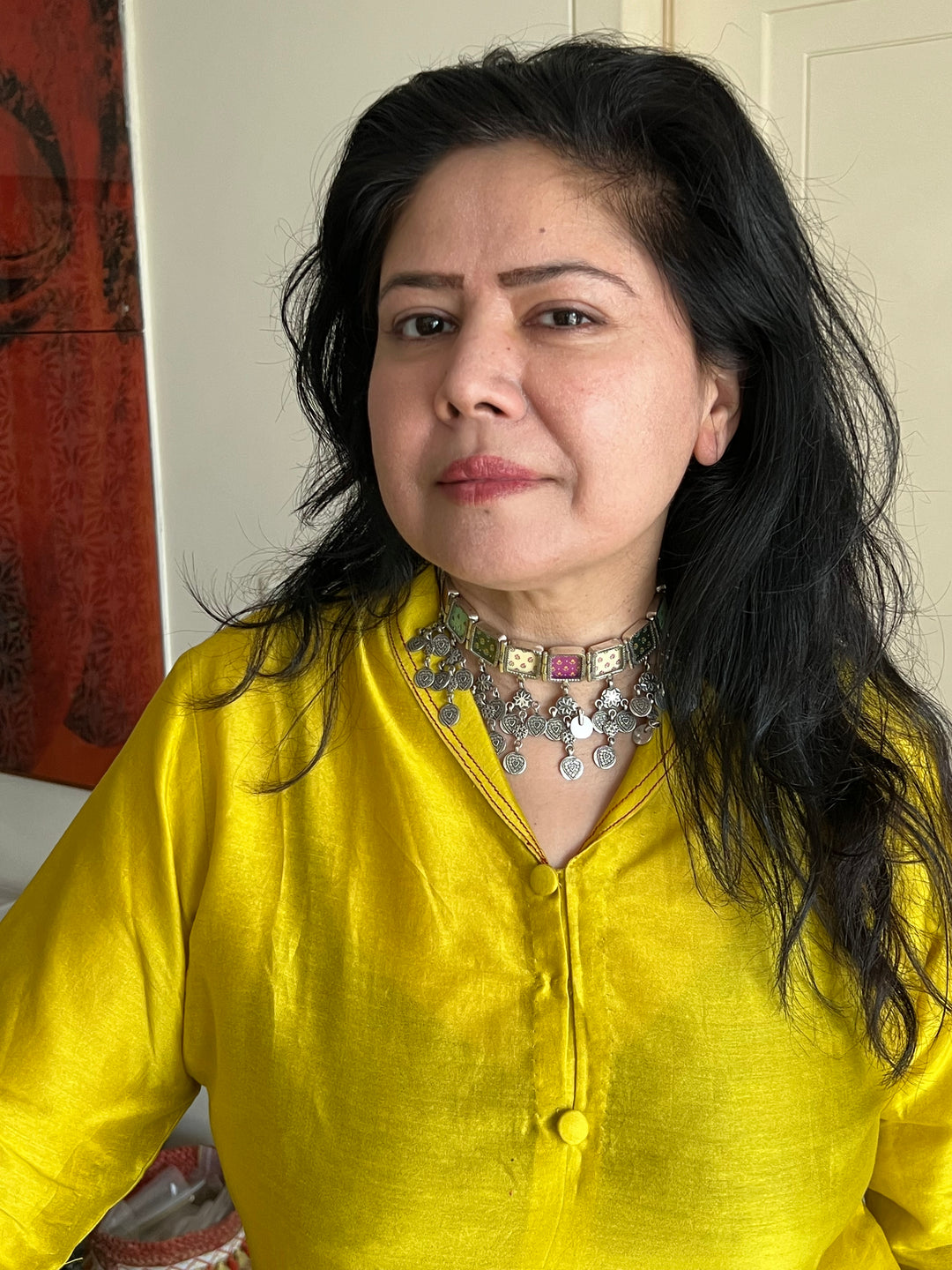 Beautiful Handpainted 925 Silver Choker Necklace