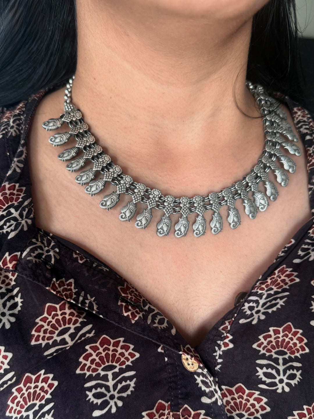 Handmade Tribal Antique Brass Necklace | Adjustable Dori Statement Jewelry