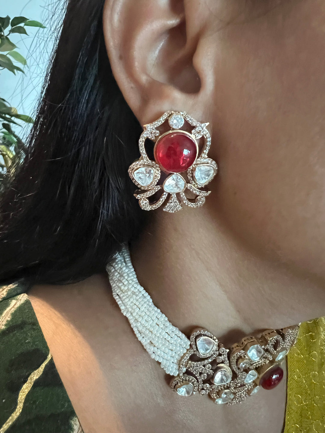 Victorian Kundan Choker with Studs