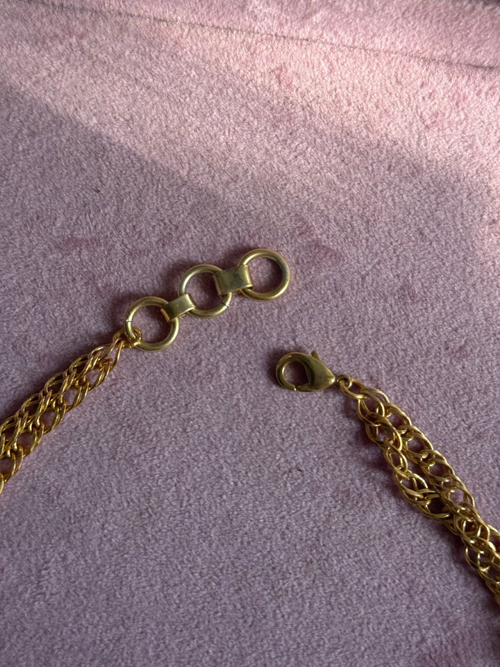 Handmade Raw Stone Gold Embedded Necklace | Adjustable Lobster Claw Brass Statement Jewelry