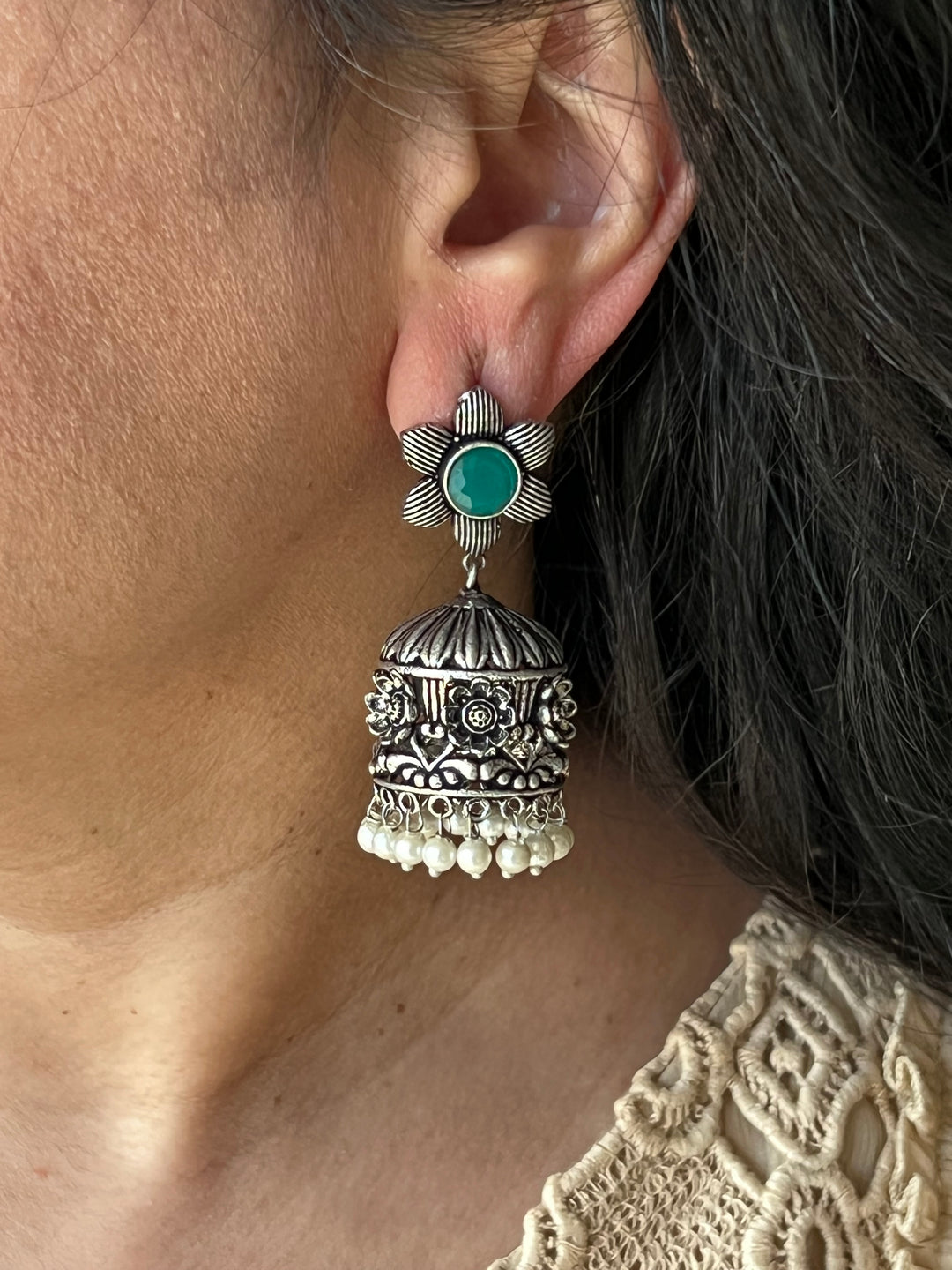 Elegant Flower Jhumkas - Premium Quality, Exquisite Craftsmanship