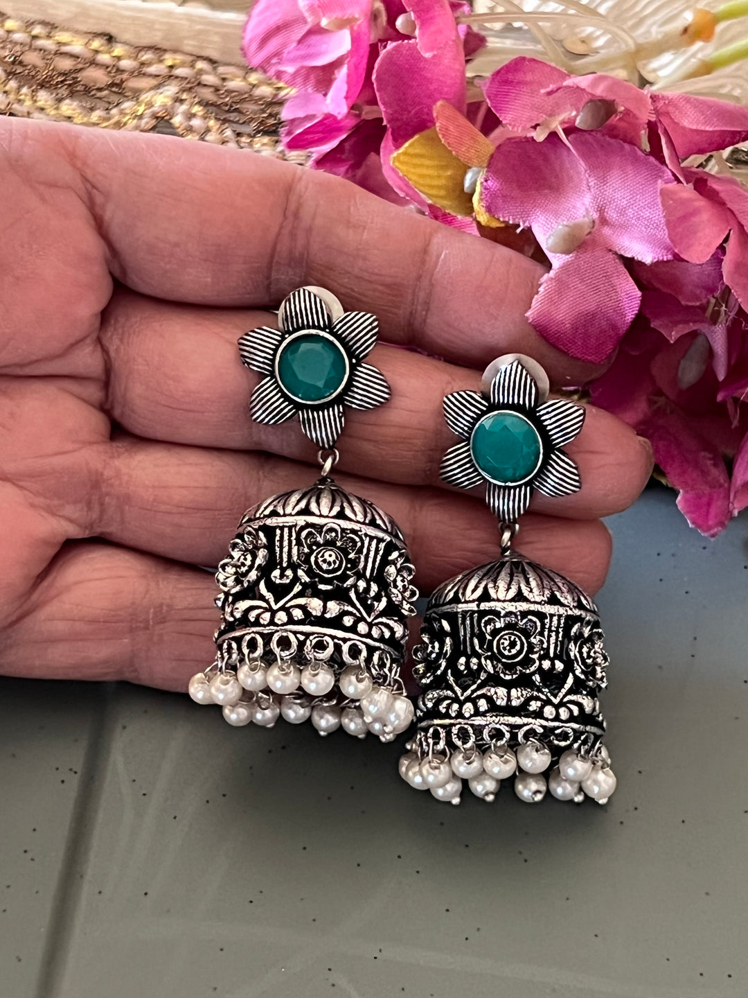 Elegant Flower Jhumkas - Premium Quality, Exquisite Craftsmanship