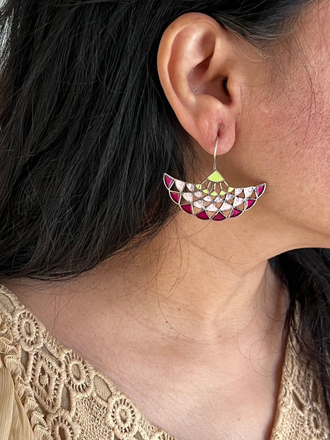 Enamelled Brass Earrings