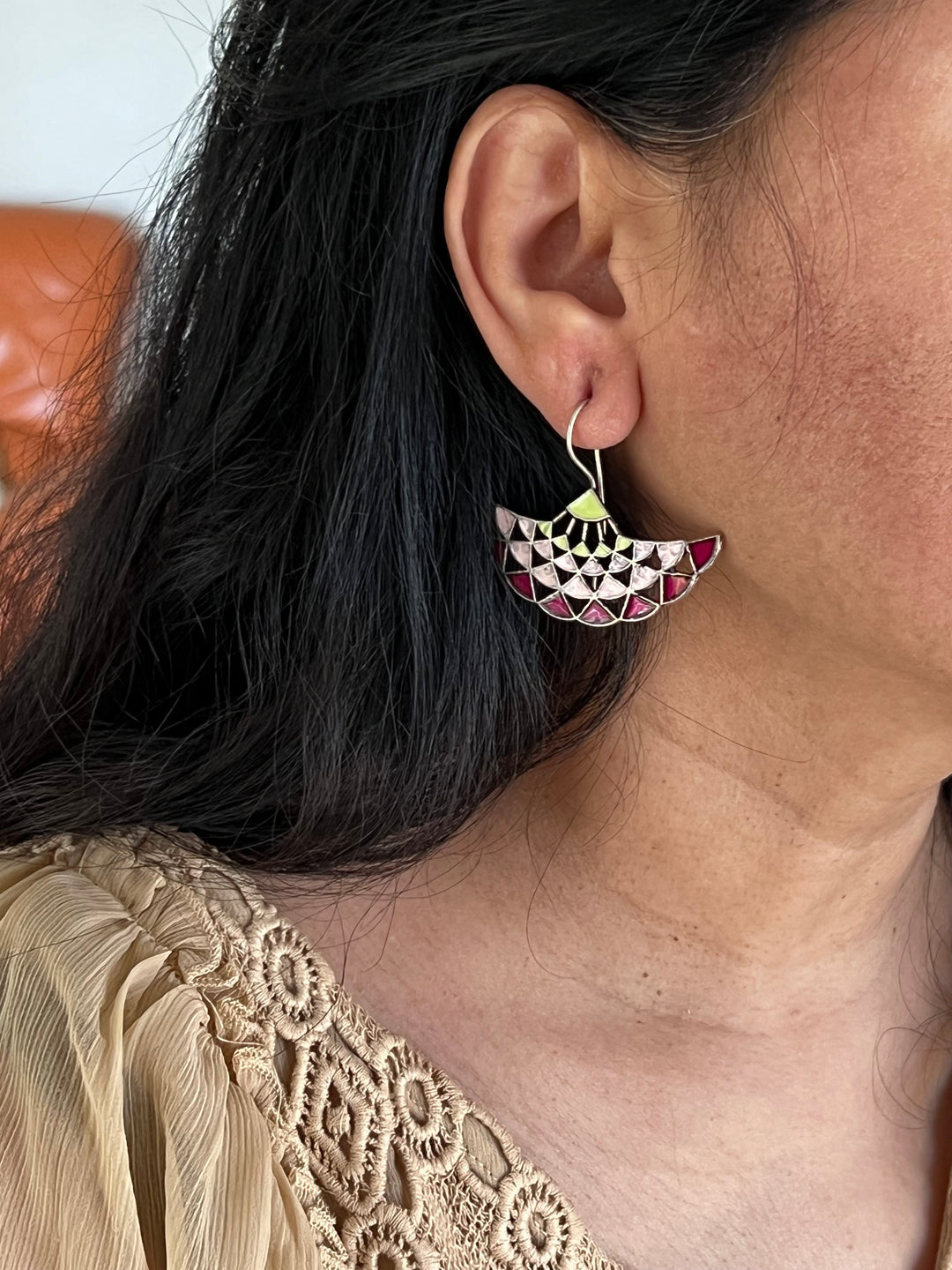 Enamelled Brass Earrings