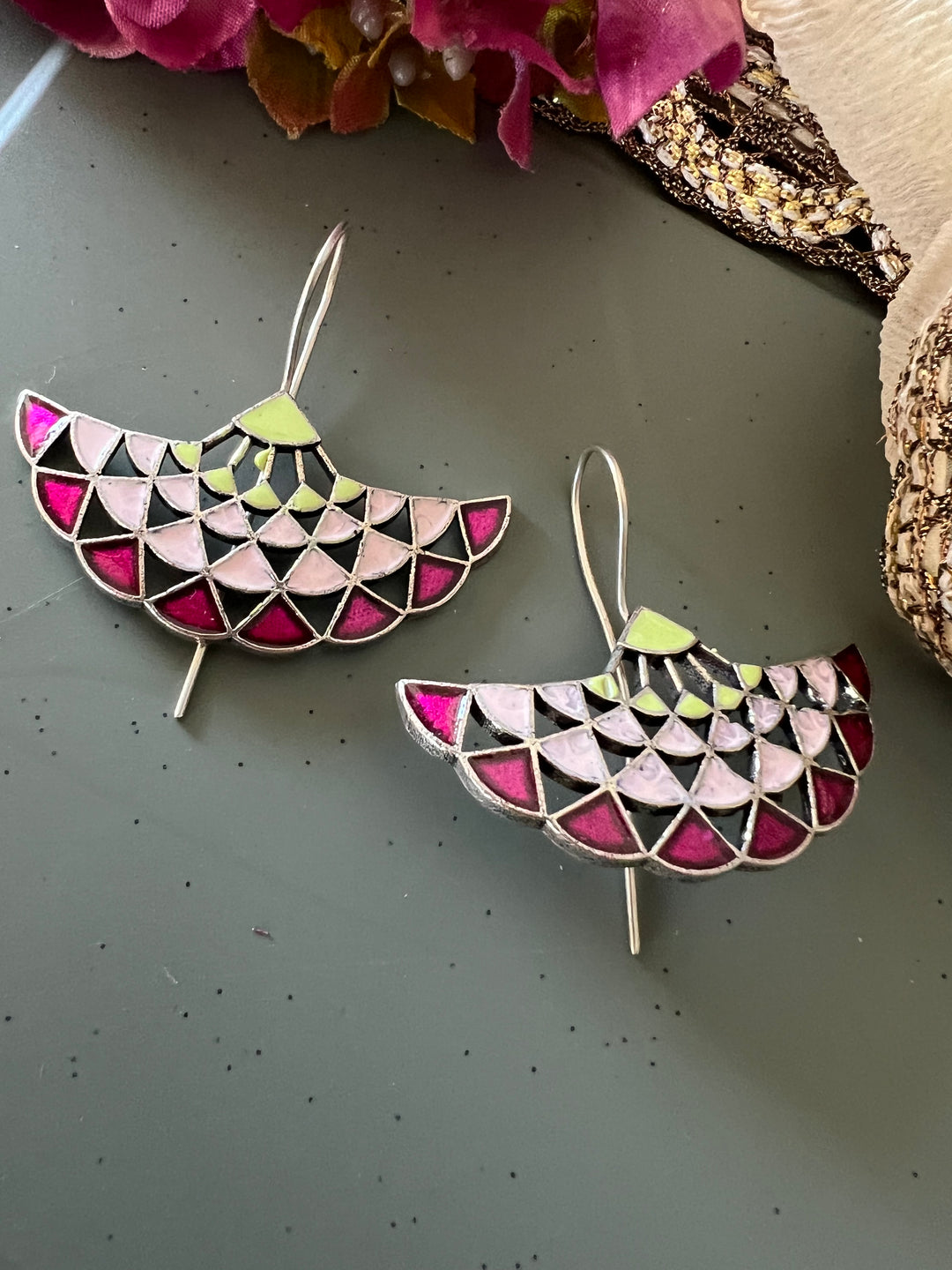 Enamelled Brass Earrings