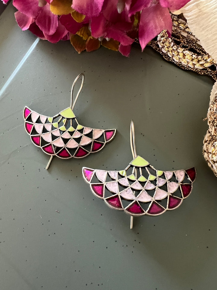 Enamelled Brass Earrings