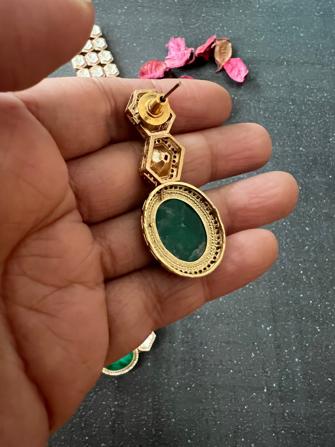 Three-Layered Kundan Necklace with Earrings